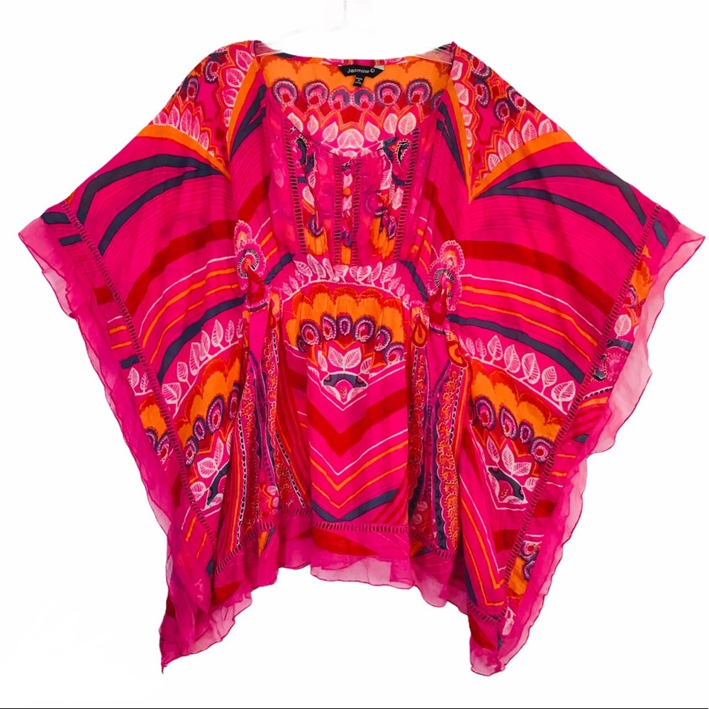 Jasmine Bright Colorful Cotton Poncho